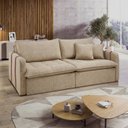 Ver imagem 1 de Sofá Cama Retrátil e Reclinável 3 Lugares Linho Bege Michigan 220cm Yescasa
