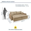 Ver imagem 3 de Sofá Cama Retrátil e Reclinável 3 Lugares Linho Bege Michigan 220cm Yescasa
