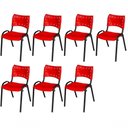 Ver imagem 1 de Cadeira Iso Base Preto Igreja, Escola, Escritório - Vermelho Kit 7 Peças