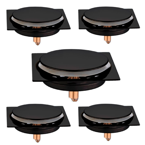 Kit C/5 Ralo Inox para Piso Click 10x10 Cm Preto Fosco