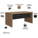 Ver imagem 4 de Mesa para Escritório Home Office 158cm Atria Executiva A02 Nogal Preto - Lyam Decor