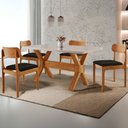 Ver imagem 1 de Sala de Jantar Mesa Star 120cm Tampo Laqueado com Vidro Canto Moeda e 4 Cadeiras Star