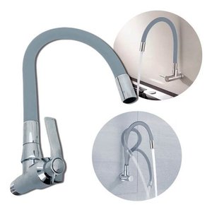 Torneira Monocomando Flexível em Aço Inoxidável - Cinza