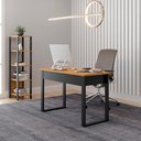 Ver imagem 1 de Escrivaninha e Estante Industrial Dalla Costa 100% Mdf Cor:freijó com Preto Fosco
