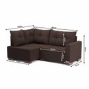 Ver imagem 3 de Sofá de Canto 4 Lugares com Chaise 181cm Industrial Suede Leme Marrom