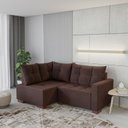 Ver imagem 1 de Sofá de Canto 4 Lugares com Chaise 181cm Industrial Suede Leme Marrom