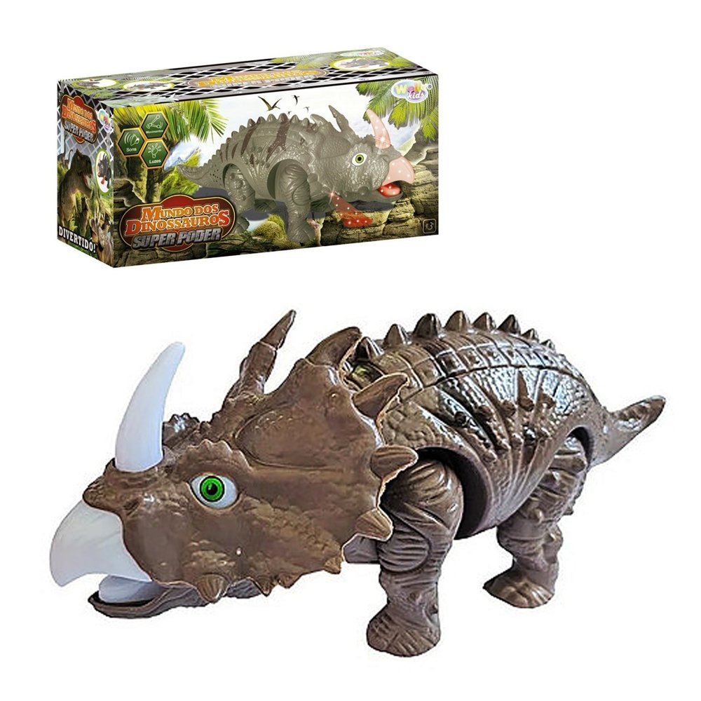 Triceratops Mundo Dos Dinossauros Com luz Som Com Movimento Well Kids WB4195