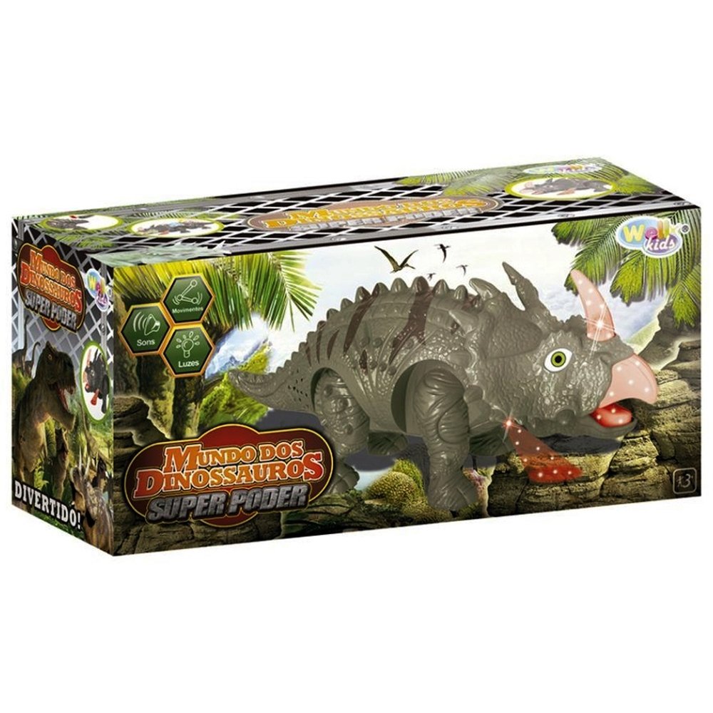 Triceratops Mundo Dos Dinossauros Com luz Som Com Movimento Well Kids WB4195 - 5