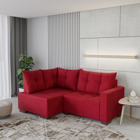 Sofá de Canto 4 Lugares 181cm Leme Vermelho