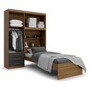 Ver imagem 3 de Guarda Roupa Solteiro Turim com Cama e Cabeceira Bau Ipe Wood Grafite Batrol