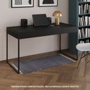 Ver imagem 1 de Escrivaninha Industrial Madeira Padrão Office Preta Malta 137x53cm com Base em Ferro Preto