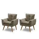 Ver imagem 1 de Kit 2 Poltronas Decorativas Opala Pés Palito Suede Capuccino - Tenda House