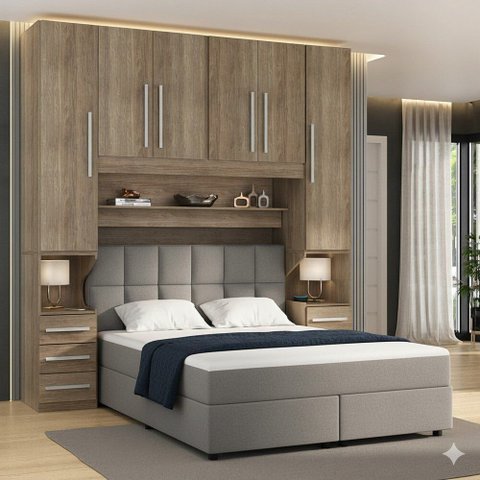 Guarda-Roupa de Casal com Espaço para Cama Box King Size 1220SK Castanho