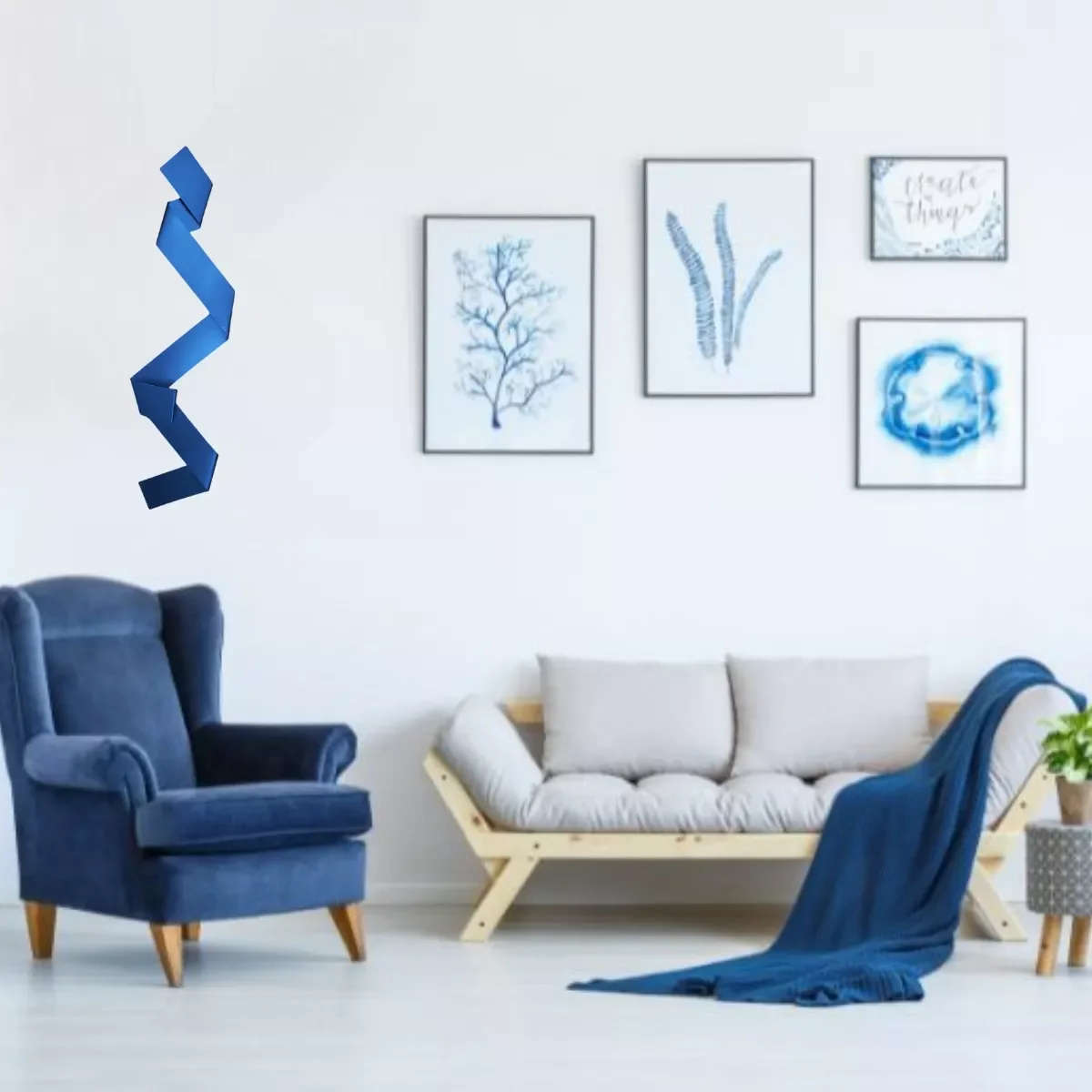 Ver imagem 3 de Escultura Parede Decoração Salas Hall Escadas Escritório Exclusivo no Brasil Home Decor Azul