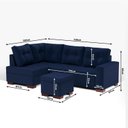 Ver imagem 3 de Sofá de Canto 6 Lugares com Chaise 2,38m Industrial Suede Gávea Azul