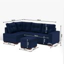 Ver imagem 3 de Sofá de Canto 6 Lugares com Chaise 2,38m Industrial Suede Gávea Azul