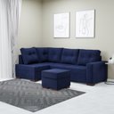 Ver imagem 1 de Sofá de Canto 6 Lugares com Chaise 2,38m Industrial Suede Gávea Azul