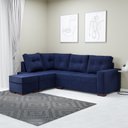 Ver imagem 5 de Sofá de Canto 6 Lugares com Chaise 2,38m Industrial Suede Gávea Azul
