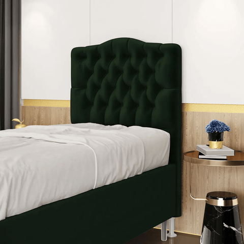 Cabeceira Estofada Para Cama Box Pollux 90 Para Cama de Solteiro Sued Verde Aradecor