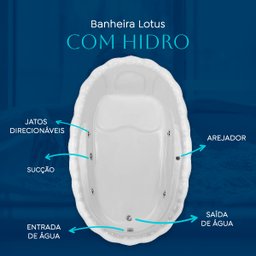 Banheira Lotus Individual com Hidro em Acrílico - 220v - 4