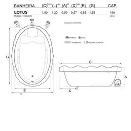 Banheira Lotus Individual com Hidro em Acrílico - 220v - 2