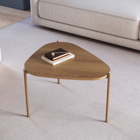 Mesa de Centro Orgânica 58,5cm Pé Metal Móvel na Caixa