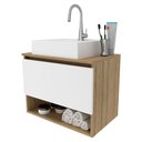 Ver imagem 1 de Balcão Gabinete Suspenso para Banheiro Bn3606 Amêndoa Branco - Tecnomobili