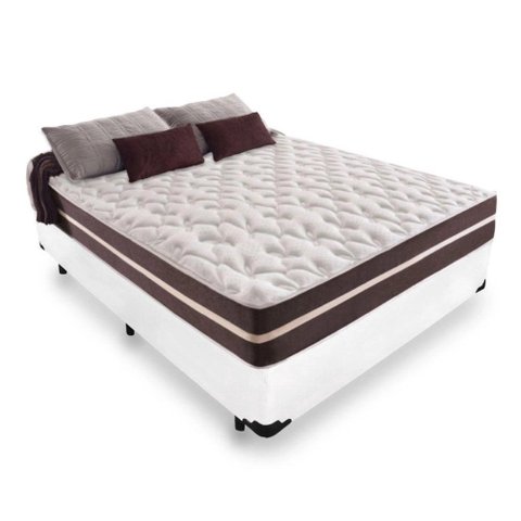 Cama Box Casal 138 Branco com Colchão Little Angel Mola Superlastic