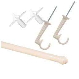 Varão de Cortina para Teto Sala Quarto 1,80 Metros 19mm Decoribitinga kit Varão Simples 2,3 Metros 1 - 2
