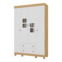Ver imagem 2 de Guarda-roupa Infantil 122cm com Vidro 4 Portas e 2 Gavetas Sol Multimóveis Mp4420 Madeirado/branco