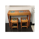 Ver imagem 1 de - Jogo Bistrô Banqueta 32x32x45 Cm Madeira e Mesa 100x40x80 Cm Balcão Ladrilho Vintage