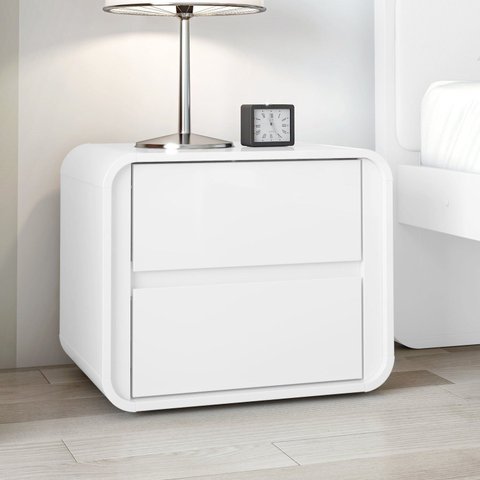 Mesa de Cabeceira 2 Gavetas Loop Branco