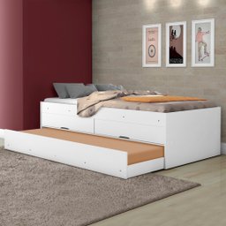Bicama Solteiro Beliche C/ 2 Gavetas Cama Auxiliar Bari Bra - 3