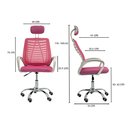 Ver imagem 6 de Kit 3 Cadeiras Escritório Diretor Tela Mesh com Encosto de Cabeça Rosa + E-book