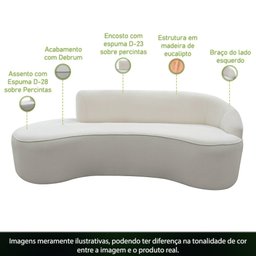 Sofá Curvo 2 Lugares 150cm Eron Braço Esquerdo Bouclé Off White - Nexta Casa - 5