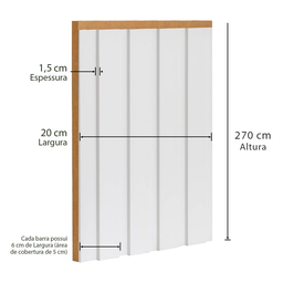 Painel Ripado 6cm x 15mm x 2,70m  MDF Casablanca - 5