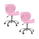 Ver imagem 1 de Kit 02 Cadeiras Giratórias Office Eiffel Slim Oficial Rosa