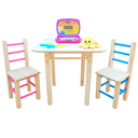 Ver imagem 1 de Conjunto de Mesa com 2 Cadeiras Colorida Infantil de Madeira Maciça Resistente