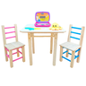 Conjunto de Mesa com 2 Cadeiras Colorida Infantil de Madeira Maciça Resistente - 1