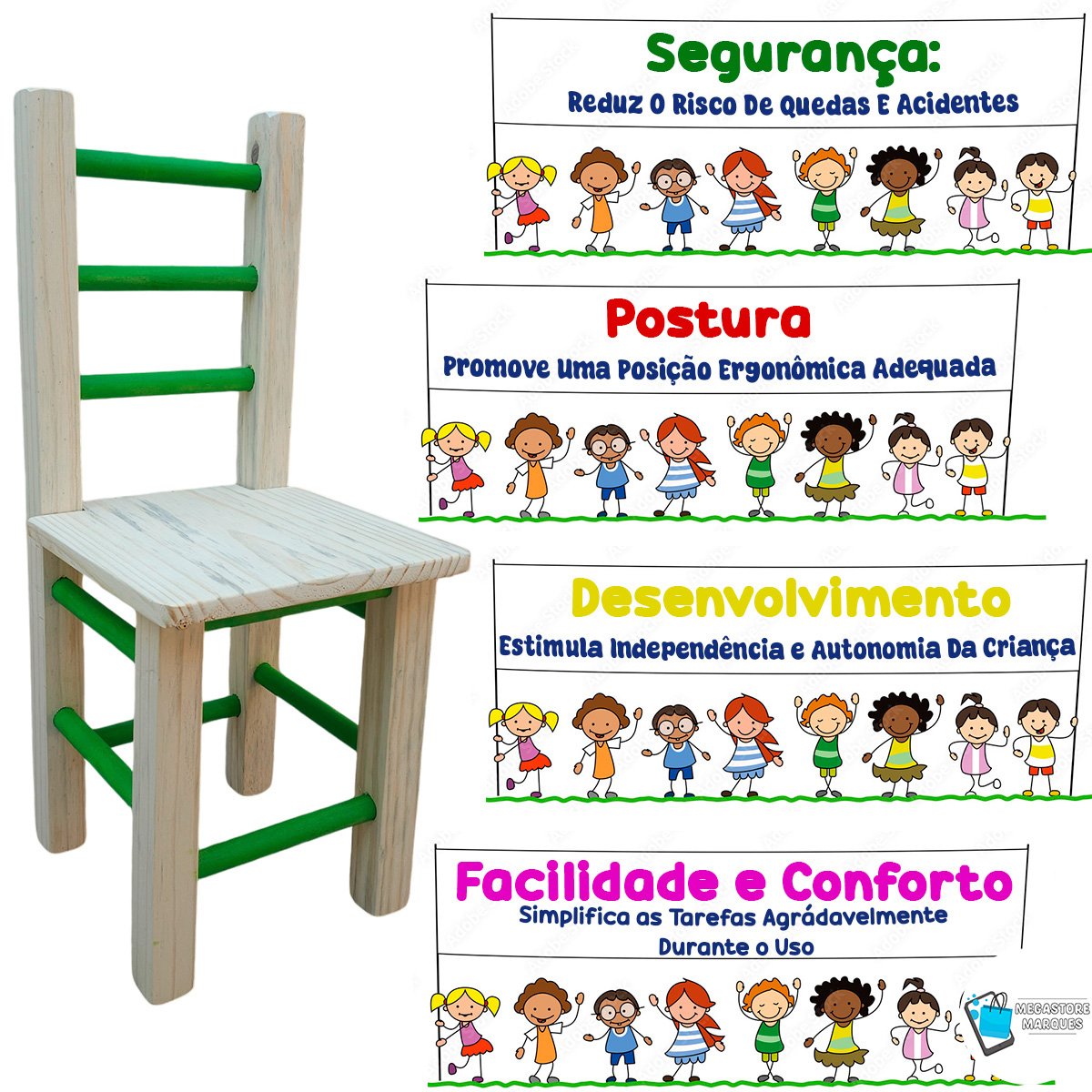 Conjunto de Mesa com 2 Cadeiras Colorida Infantil de Madeira Maciça Resistente - 8