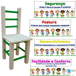 Conjunto de Mesa com 2 Cadeiras Colorida Infantil de Madeira Maciça Resistente - 8