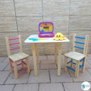 Ver imagem 6 de Conjunto de Mesa com 2 Cadeiras Colorida Infantil de Madeira Maciça Resistente
