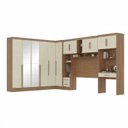 Ver imagem 2 de Guarda Roupa Casal Modulado 5 Peças 12 Portas com Espelho, Cabeceira e Escrivaninha 100% MDF Smart C