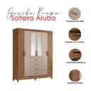 Ver imagem 3 de Guarda Roupa Solteiro Aruba com Espelho e Cômoda Georgia Carvalho Fendi – Moval