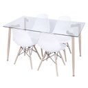 Ver imagem 1 de Conjunto Mesa Tampo em Vidro com 4 Cadeiras Eames Dkr Branco