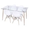 Conjunto Mesa Tampo em Vidro com 4 Cadeiras Eames DKR  - 1