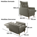 Ver imagem 3 de Poltrona de Amamentaçao e Puff Montreal Veludo Light Marrom Claro Milani Store