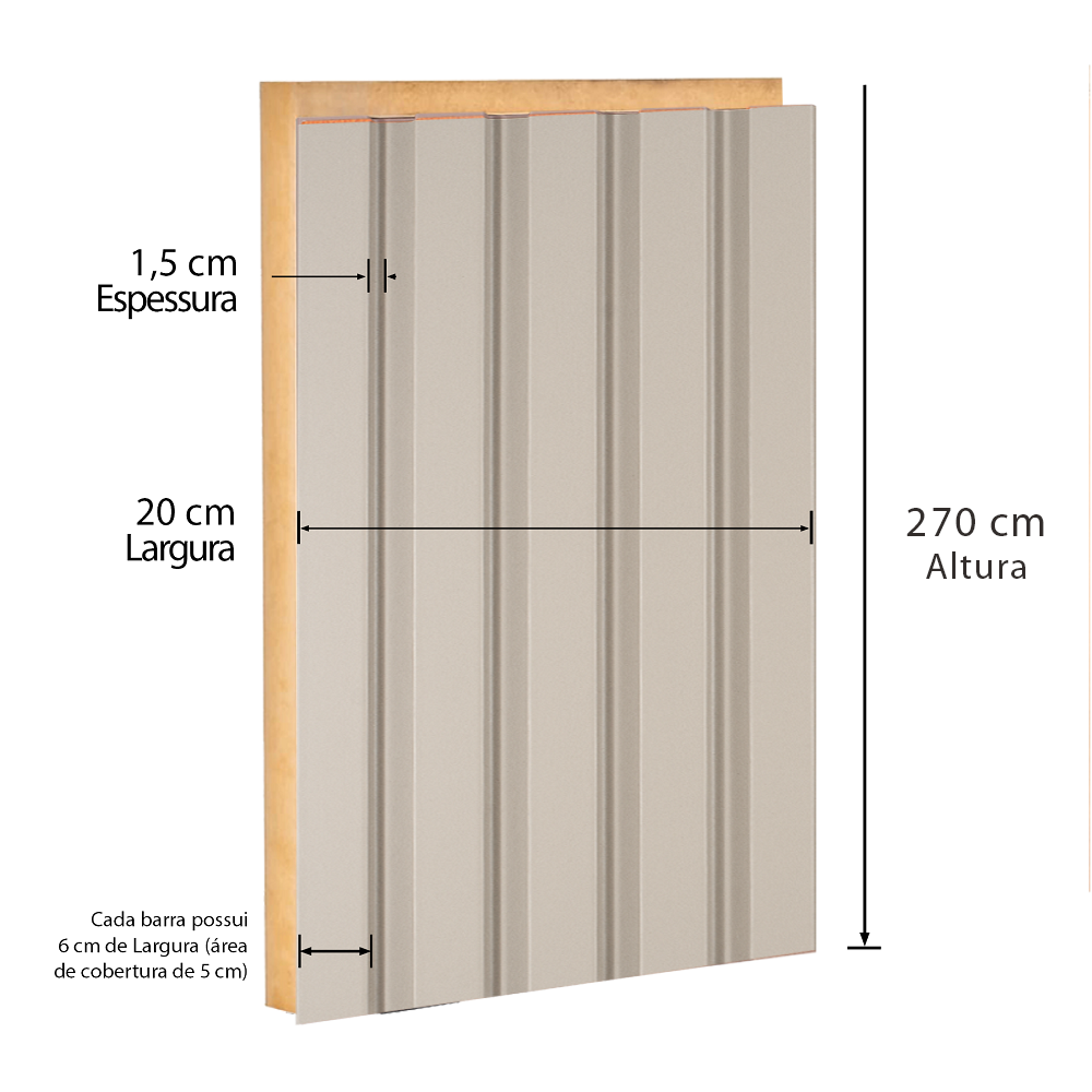 Painel Ripado 6cm x 15mm x 2,70m  MDF Casablanca - 5