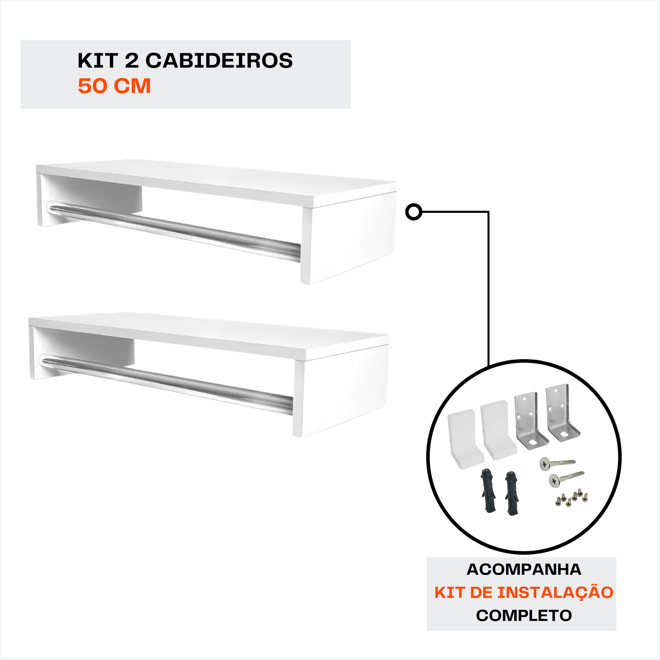 Kit 2 Cabideiro Arara Suspenso com Prateleira Porta Roupas Quarto Closet Loja - 6