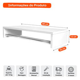 Kit 2 Cabideiro Arara Suspenso com Prateleira Porta Roupas Quarto Closet Loja - 3